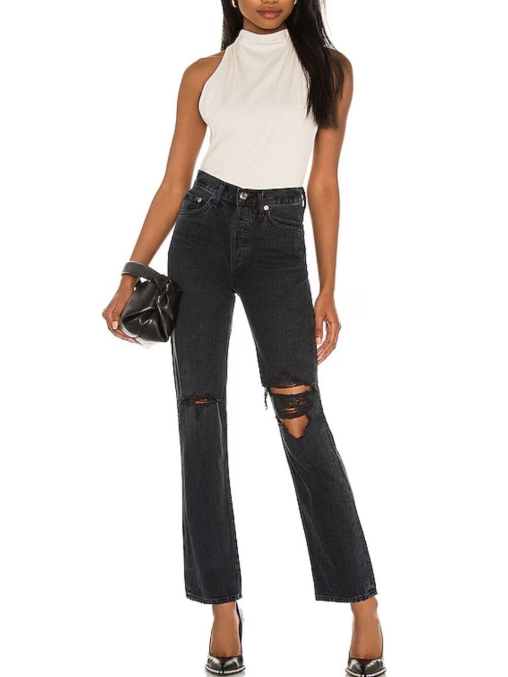 AGOLDE Lana Straight Distressed Jeans in Disorder Wash